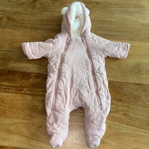 Gap 0-3M pink polka dot footie jacket